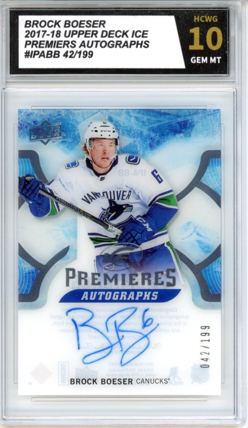 2017-18 Upper Deck Ice Premiers Autographs Brock Boeser RC 42/199 GEM HCWG 10 Image 1