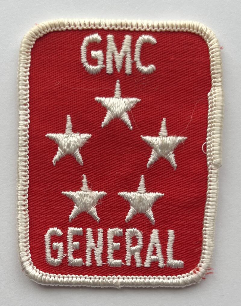 GMC General Trucks Hat Vest Badge Red and White Vintage Patch 2"x2.5" Image 1