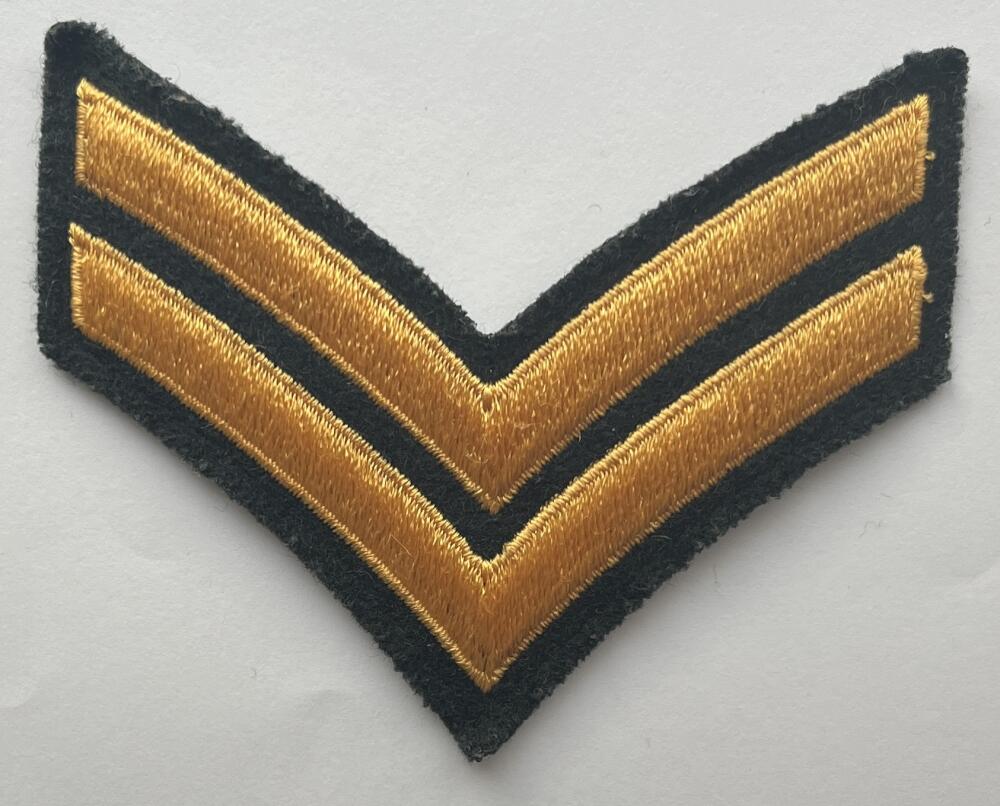 Canadian Military Army Corporal Embroidered Two-Chevron Badge Patch 4"x3" Image 1