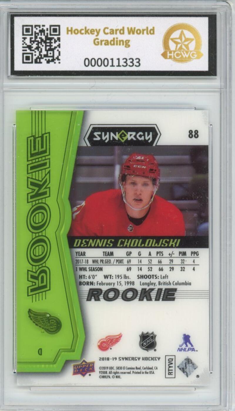 2018-19 Upper Deck Synergy Green #88 Dennis Cholowski 9/199 Rookie Graded HCWG 9 Image 2