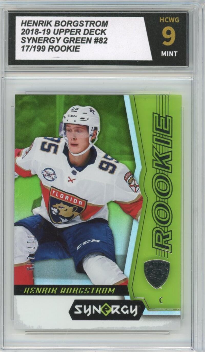 2018-19 Upper Deck Synergy Green #82 Henrik Borgstrom 17/199 Rookie Graded HCWG 9 Image 1