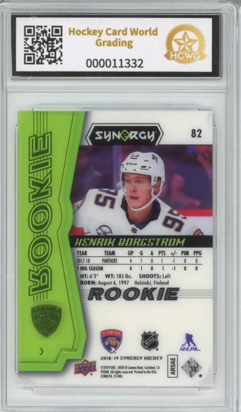 2018-19 Upper Deck Synergy Green #82 Henrik Borgstrom 17/199 Rookie Graded HCWG 9 Image 2
