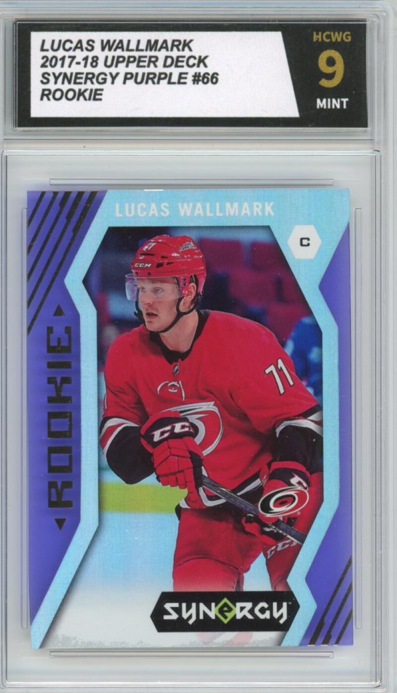 2017-18 Upper Deck Synergy Purple #66 Lucas Wallmark Rookie RC Graded HCWG 9 Image 1