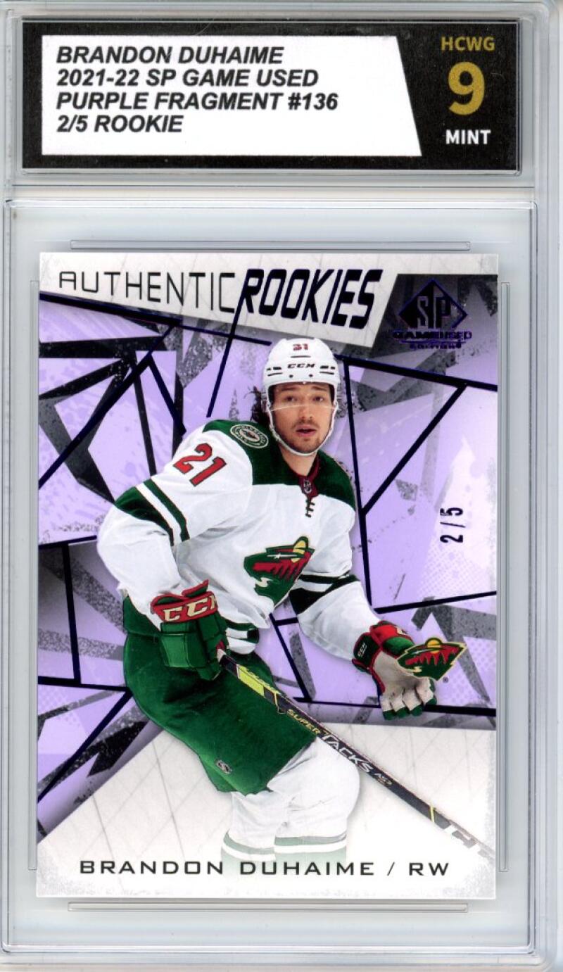 2021-22 SP Game Used Purple Fragments #136 Brandon Duhaime 2/5 Rookie HCWG 9 Image 1