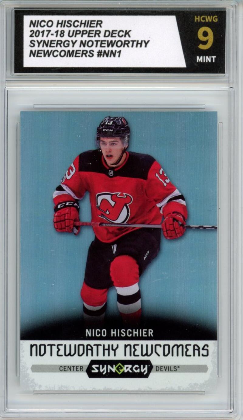 2017-18 Upper Deck Synergy Noteworthy Newcomers Nico Hischier Graded HCWG 9 Image 1