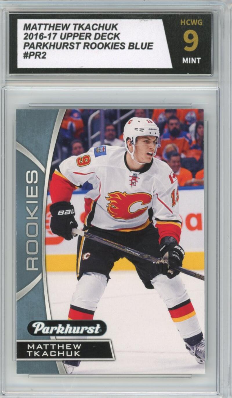 2016-17 Parkhurst Rookies Blue #PR2 Matthew Tkachuk Rookie RC Graded HCWG 9 Image 1