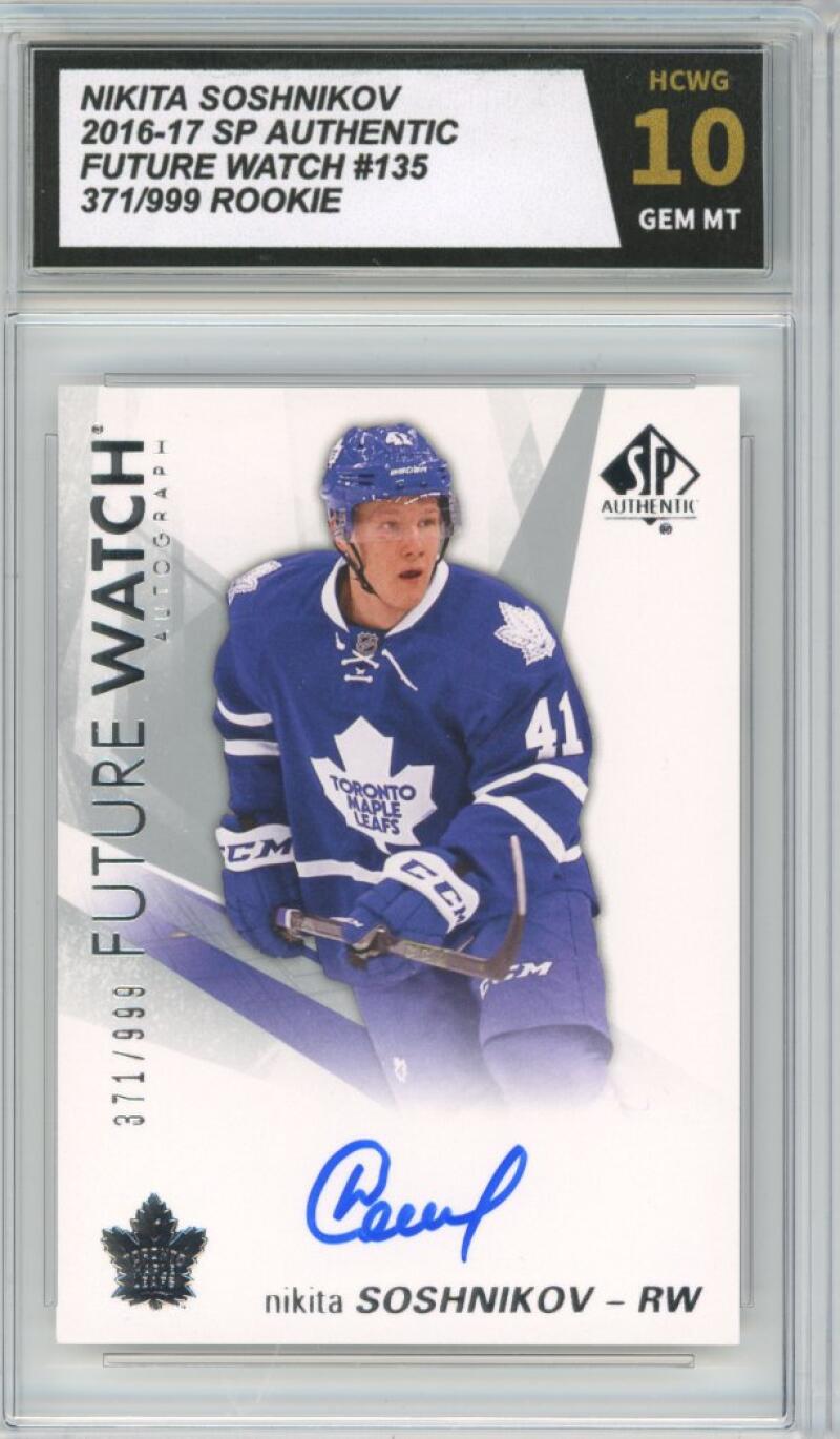 2016-17 SP Authentic Future Watch #135 Nikita Soshnikov Rookie RC Graded HCWG 10 Image 1