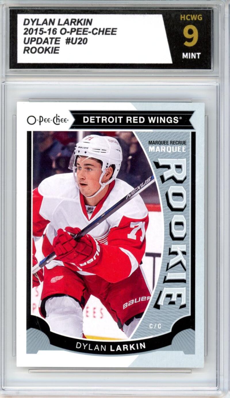 2015-16 O-Pee-Chee Update #U20 Dylan Larkin RC Graded HCWG 9 Image 1