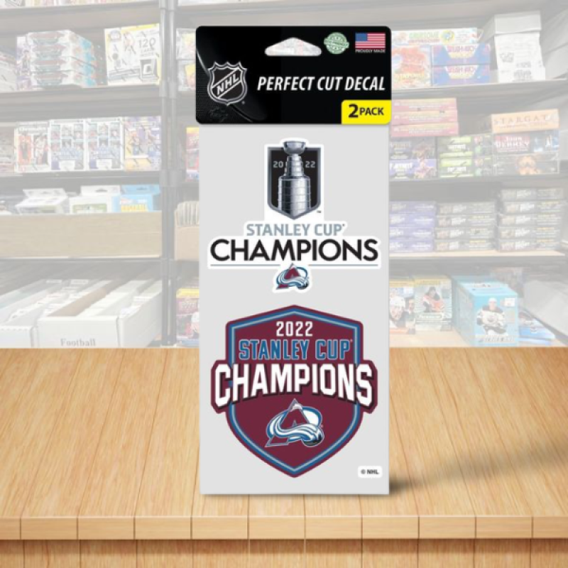 Colorado Avalanche 2022 Stanley Cup Champions Perfect Cut Decals Set of Two 4"x4" Image 1