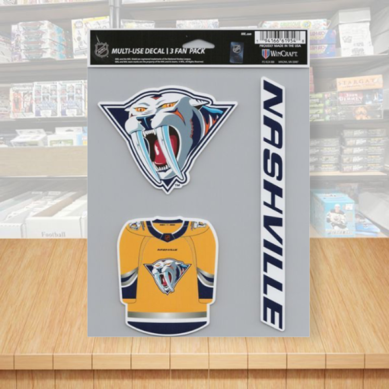 Nashville Predators Multi-Use Decals 3 Fan Pack Sheet Hockey 5.5"x7" Image 1