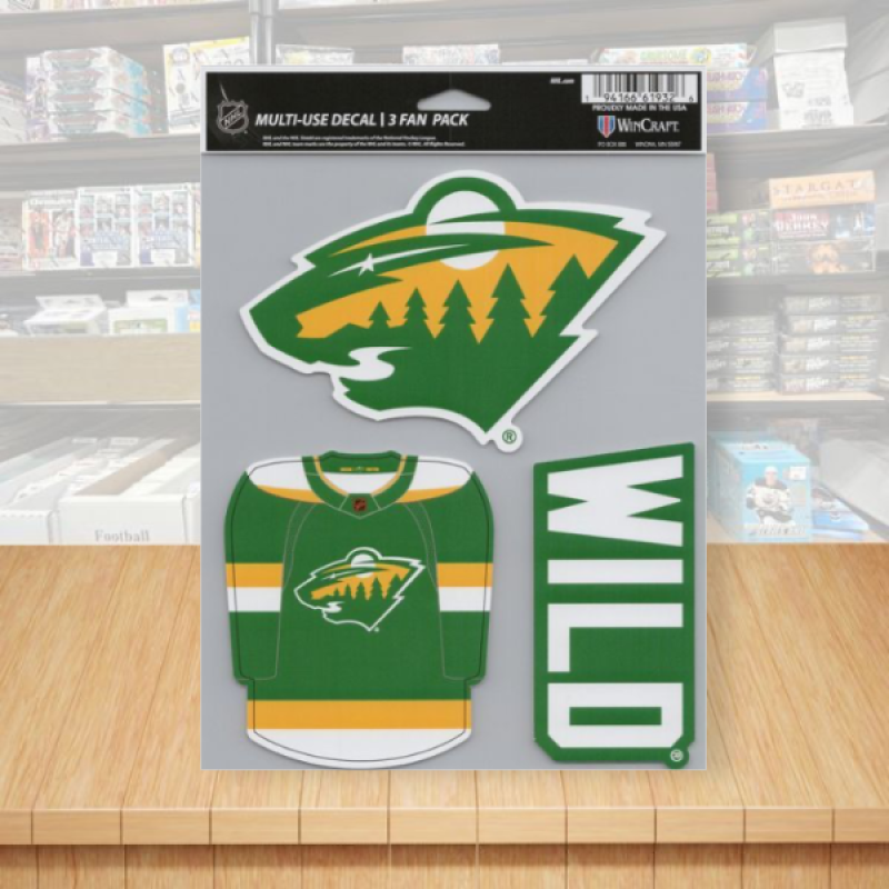 Minnesota Wild Multi-Use Perfect Cut Decals 3 Fan Pack Sheet Hockey 5.5"x7" Image 1