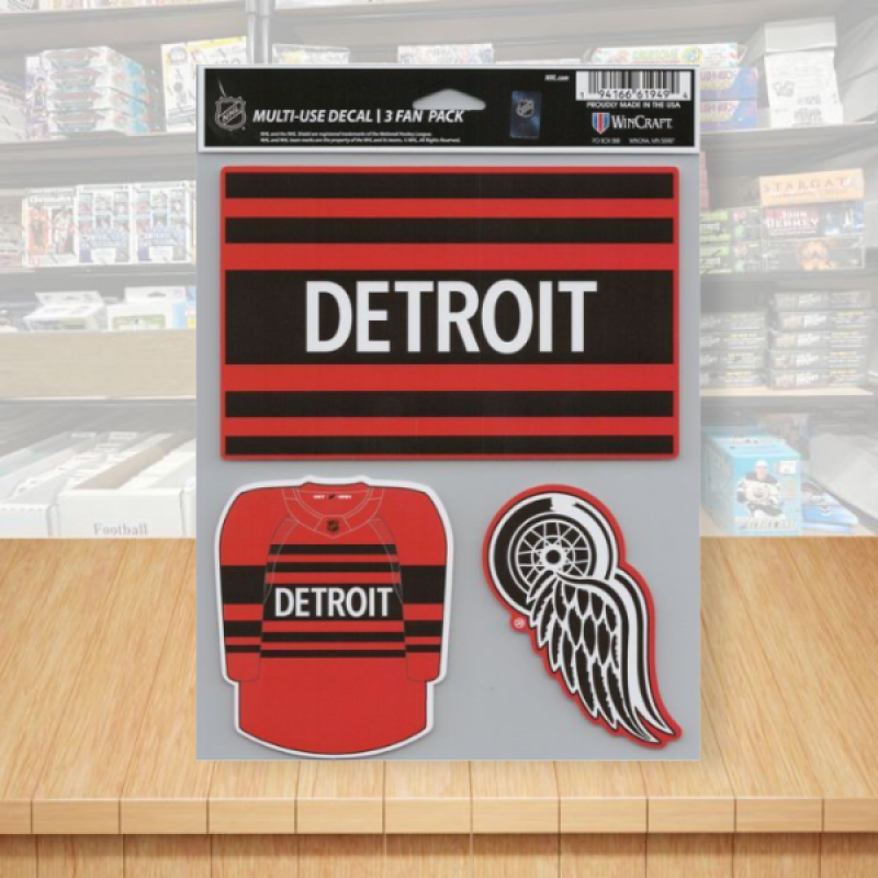 Detroit Red Wings Multi-Use Perfect Cut Decals 3 Fan Pack Sheet Hockey 5.5"x7" Image 1