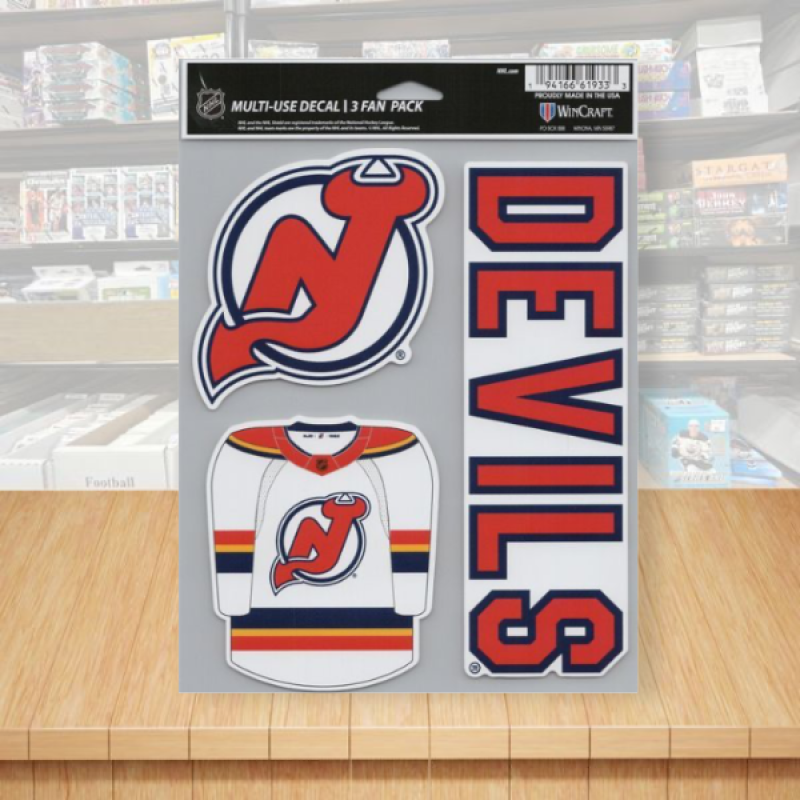 New Jersey Devils Multi-Use Perfect Cut Decals 3 Fan Pack Sheet Hockey 5.5"x7" Image 1