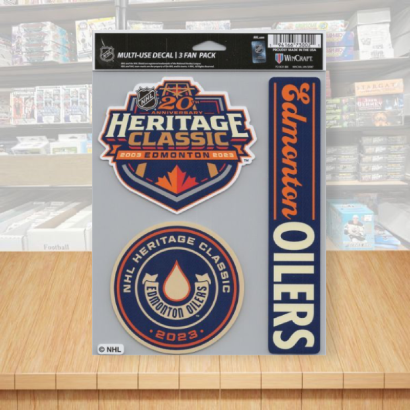 Edmonton Oilers Heritage 2023 Multi-Use Perfect Cut Decals 3 Fan Pack Sheet 5.5"x7" Image 1