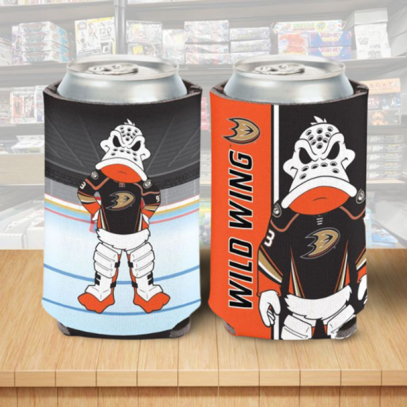 Anaheim Ducks Wild Wing Mascot Hockey Can Cooler 12oz Holder Double Sided Image 1