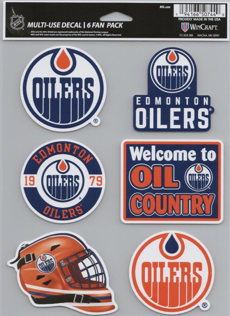 Edmonton Oilers 6 Decals Multi-Use Perfect Cut Decals 6 Fan Sheet 5.5"x7" Image 1