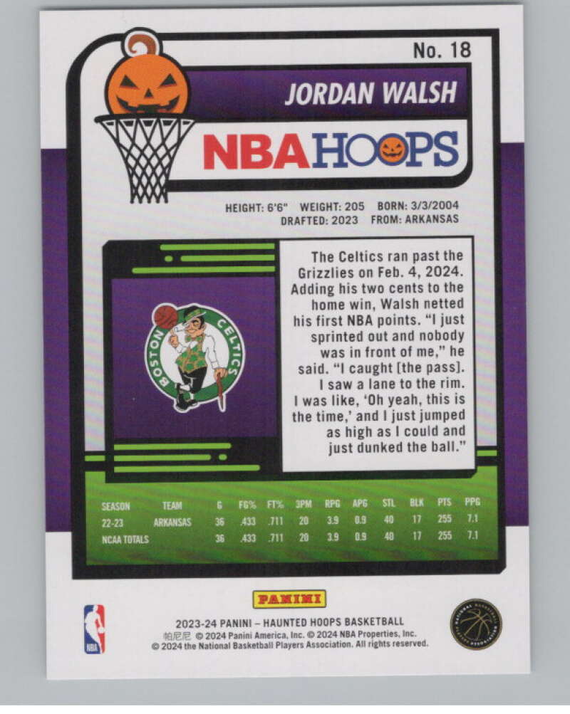 2023-24 Panini Haunted Hoops #18 Jordan Walsh RC V98404 Image 2