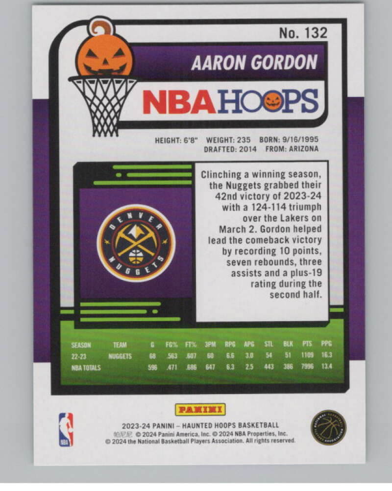 2023-24 Hoops Haunted Hoops Slime #132 Aaron Gordon V98643 Image 2