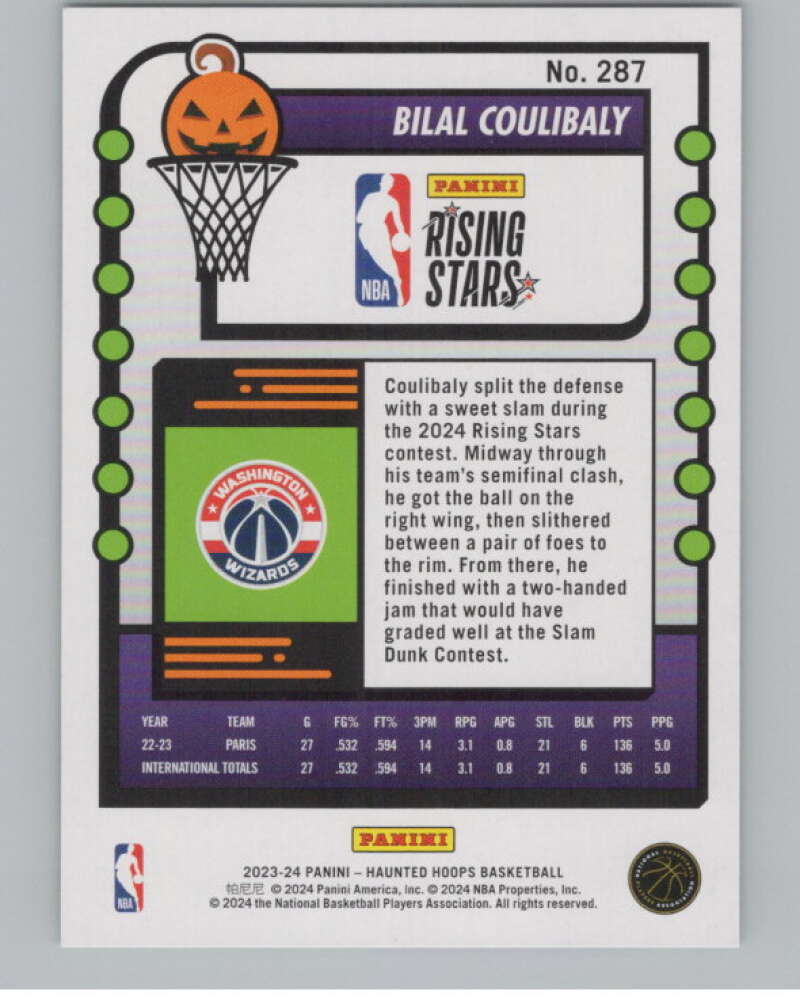2023-24 Hoops Haunted Hoops Slime #287 Bilal Coulibaly RS V98661 Image 2