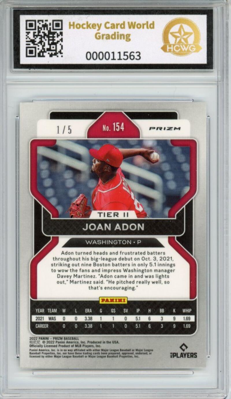2022 Panini Prizm White Donut Circles #154 Joan Adon 1/5 Rookie Baseball HCWG 8 Image 2