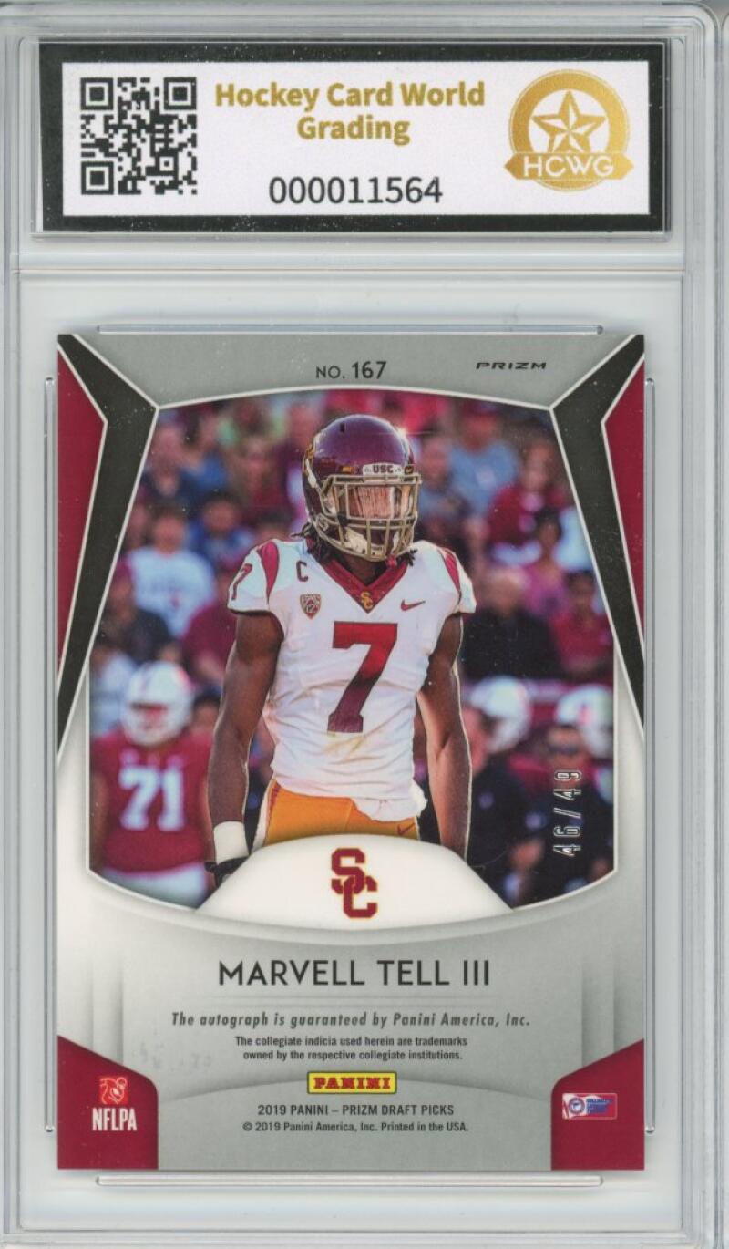 2020 Panini Prizm Draft Picks Autograph Mojo #167 Marvell Tell III 46/49 RC HCWG 7 Image 2