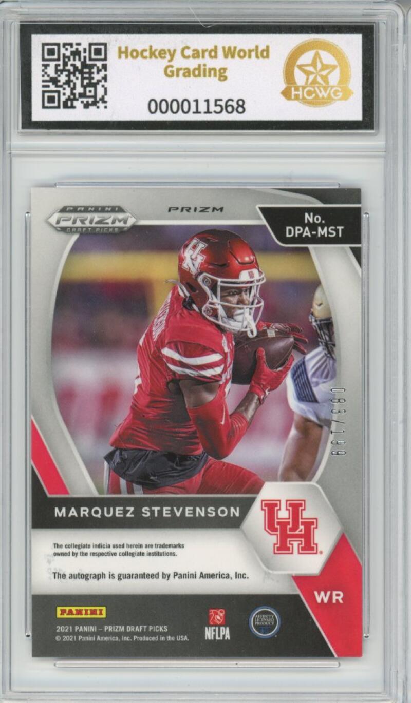 2021 Panini Prizm Draft Picks Autograph Red Marquez Stevenson 83/199 RC HCWG 9 Image 2