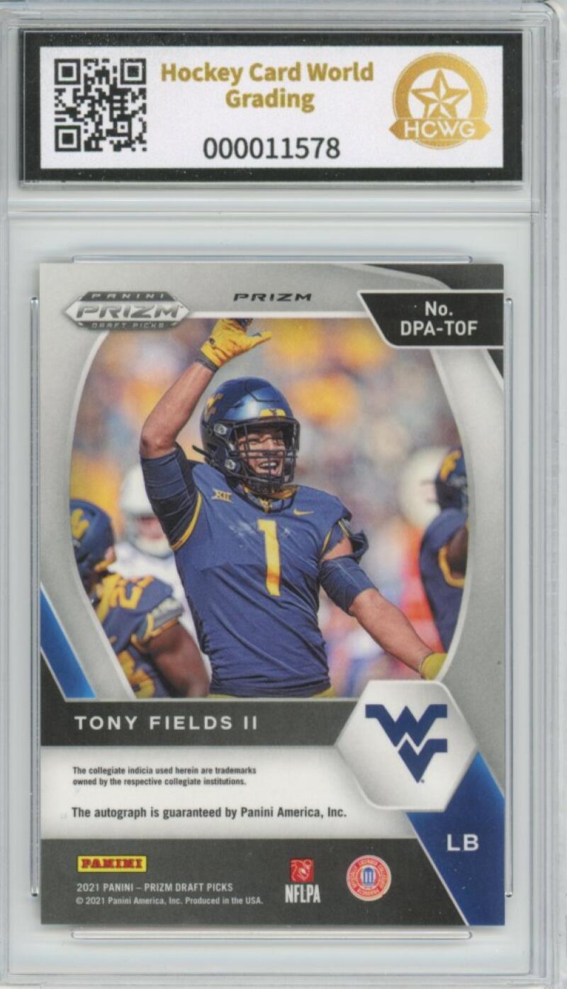 2021 Panini Prizm Draft Picks Autograph Gold Ice Tony Fields II Rookie HCWG 9 Image 2