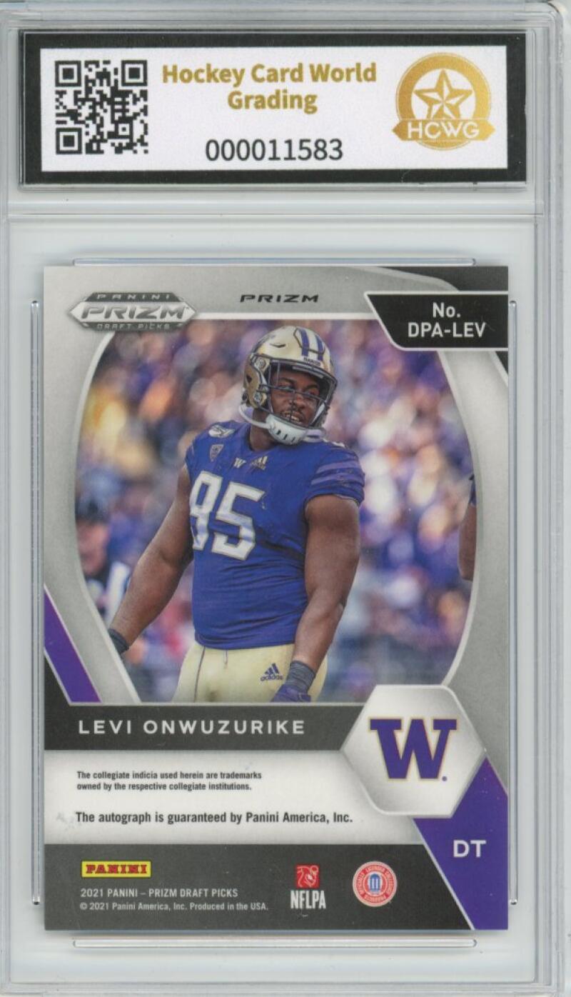 2021 Panini Prizm Draft Picks Autographs Circles Levi Onwuzurike Rookie HCWG 9 Image 2