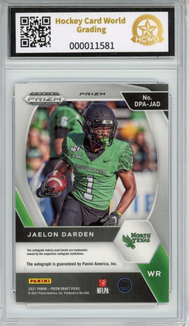 2021 Panini Prizm Draft Picks Autographs Orange Ice Jaelon Darden Rookie HCWG 9 Image 2