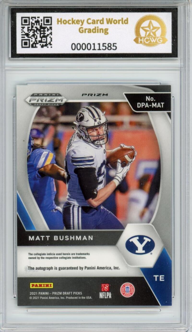 2021 Panini Prizm Draft Picks Autographs Prizm Green Matt Bushman Rookie HCWG 9 Image 2
