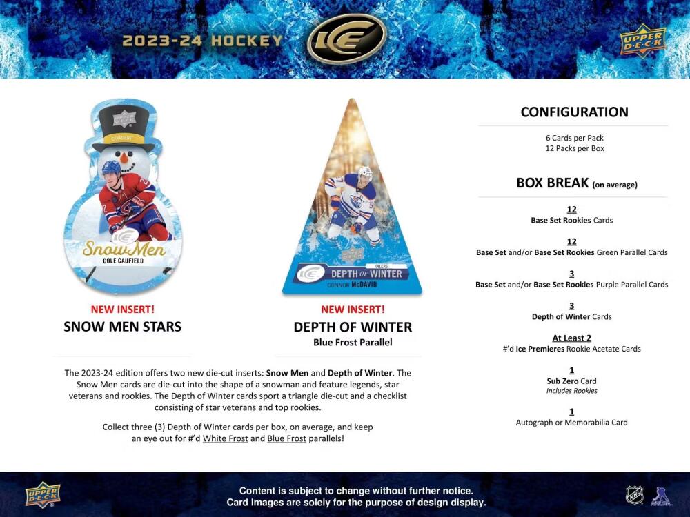 2023-24 Upper Deck Ice Hockey Hobby Box - Look for Bedard Rookies! Image 5