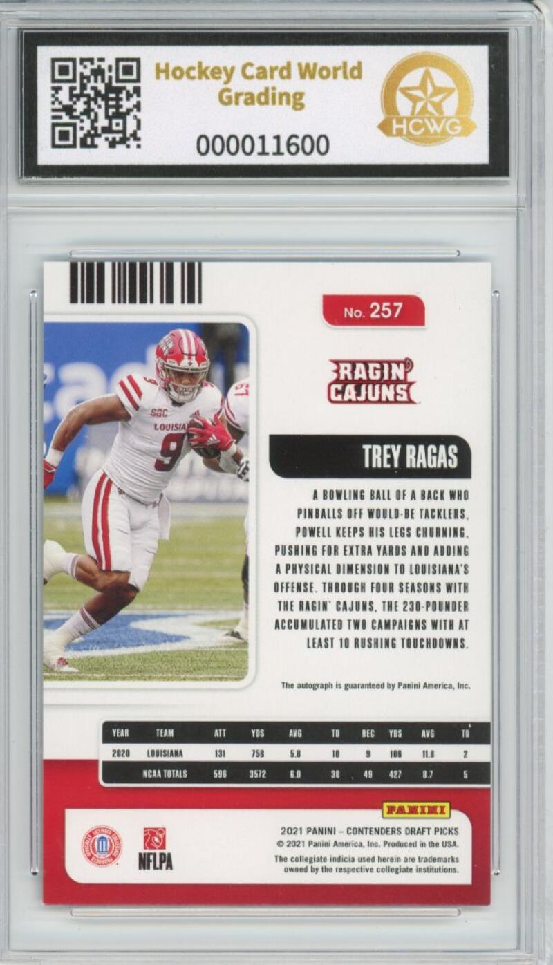 2021 Contenders Draft Picks Blue Explosion Trey Ragas Auto RC 6/39 HCWG 8 Image 2