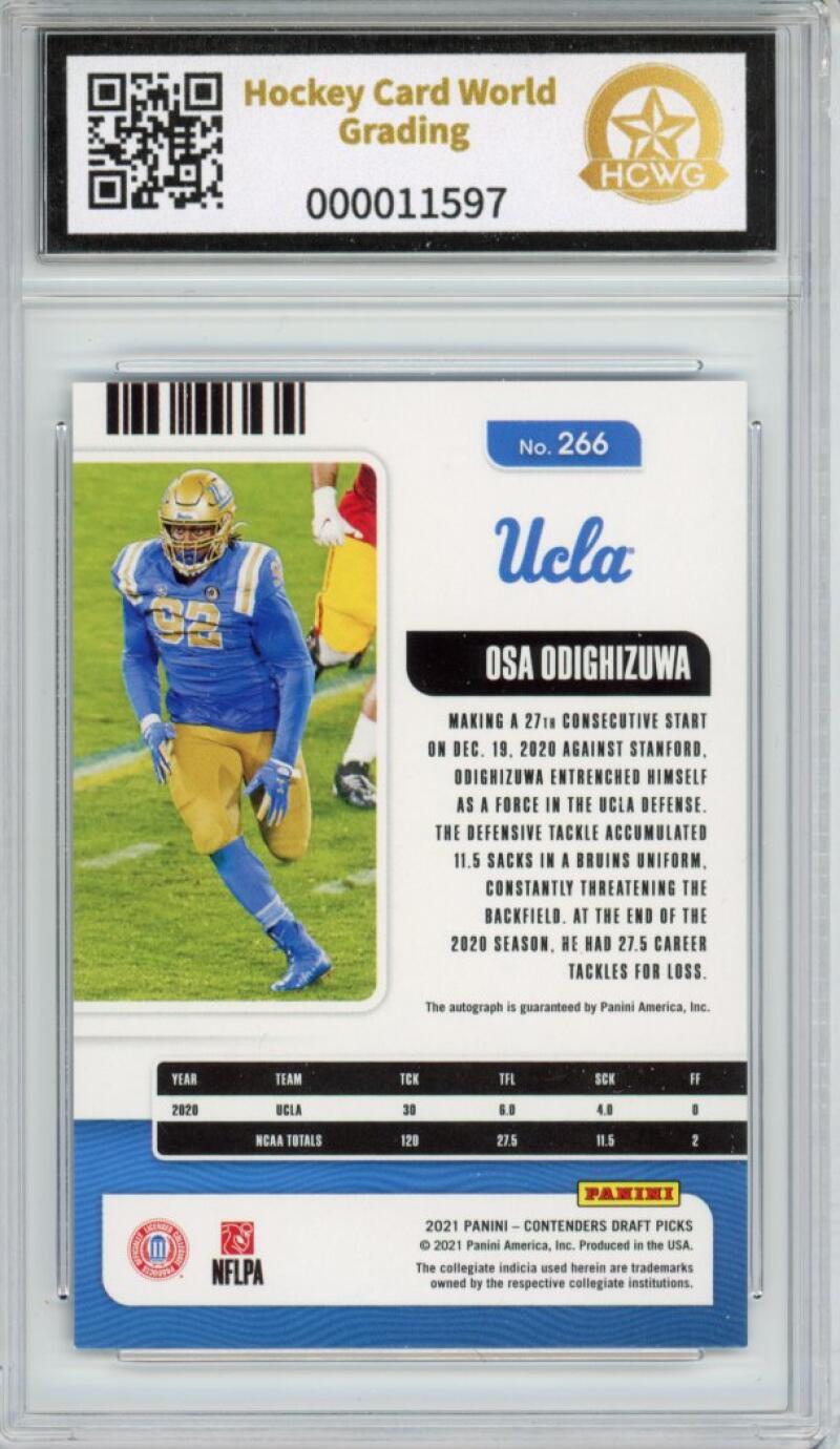 2021 Contenders Draft Picks Blue Explosion Osa Odighizuwa Auto RC 12/39 HCWG 9 Image 2