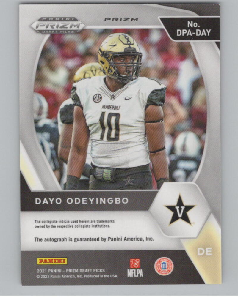 2021 Panini Prizm Draft Picks Autographs Prizms Red Ice Dayo Odeyingbo V98712 Image 2