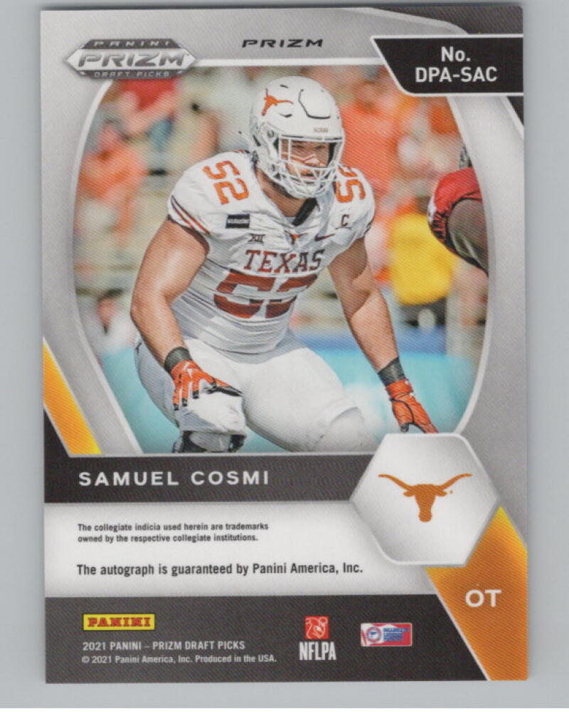 2021 Panini Prizm Draft Picks Autographs Prizms Circles Samuel Cosmi RC V98720 Image 2