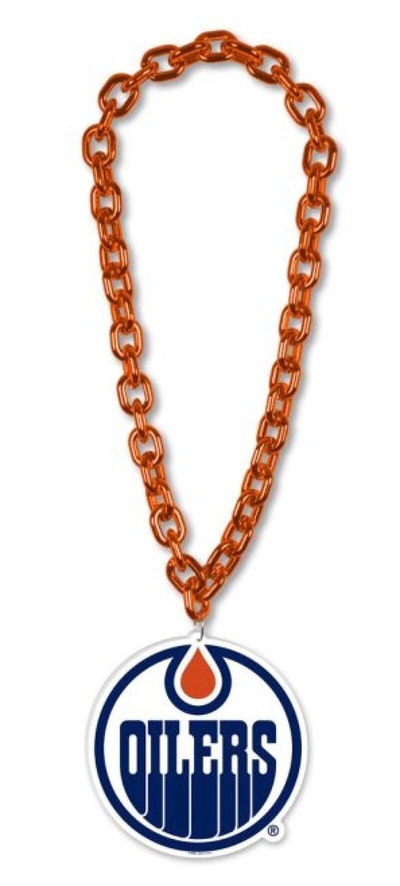 Edmonton Oilers Hockey Big Chain Necklace - 38" plastic chain with foam logo Image 2