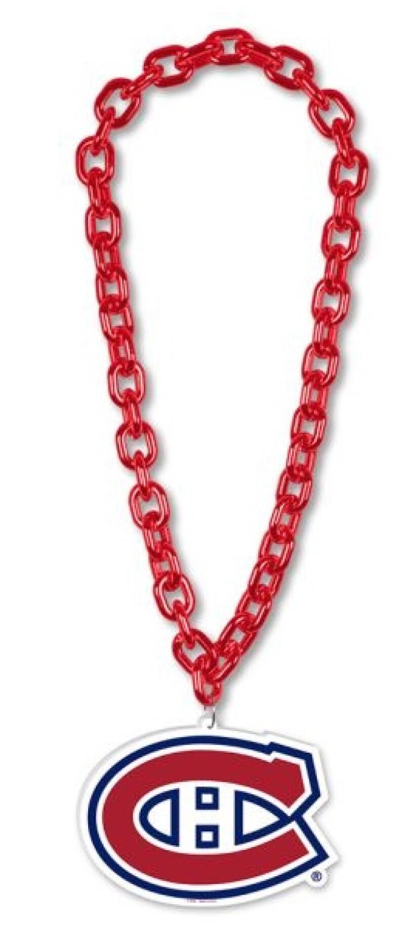 Montreal Canadiens Hockey Big Chain Necklace - 38" plastic chain with foam logo Image 2