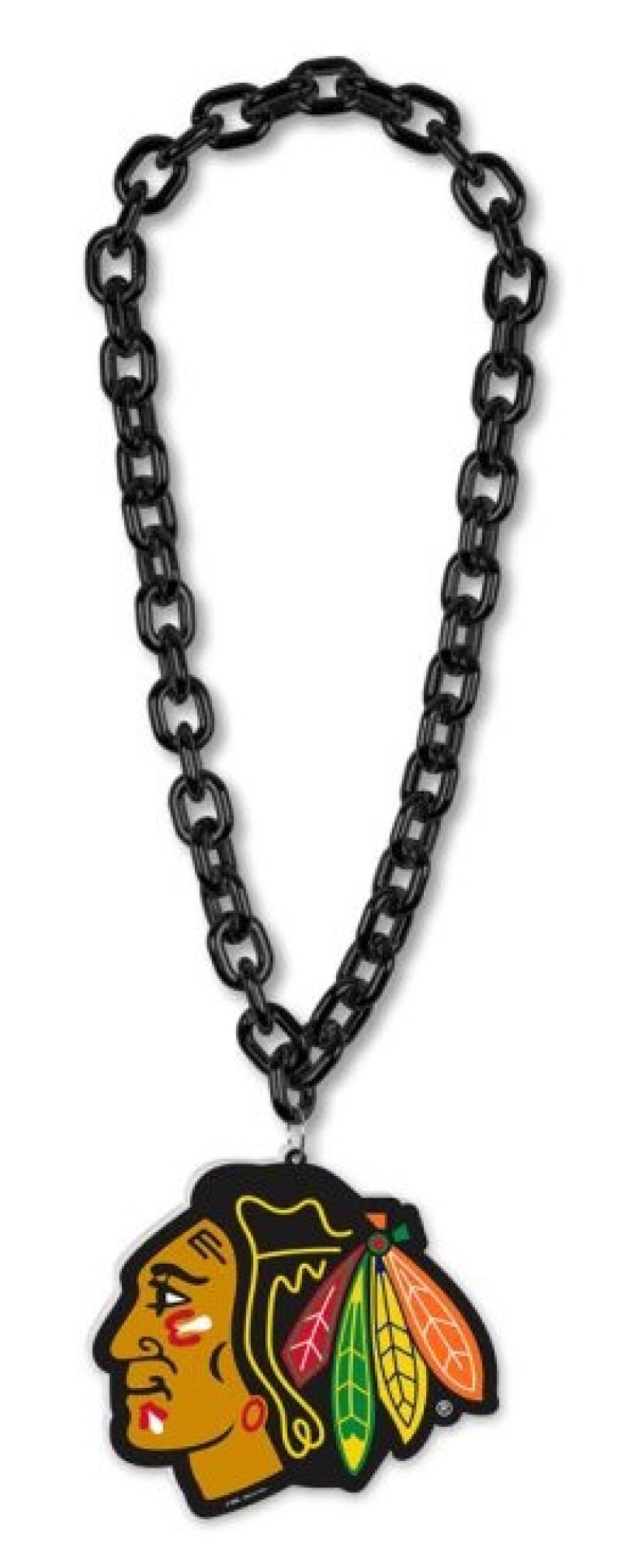 Chicago Blackhawks Hockey Big Chain Necklace - 38" plastic chain with foam logo Image 2