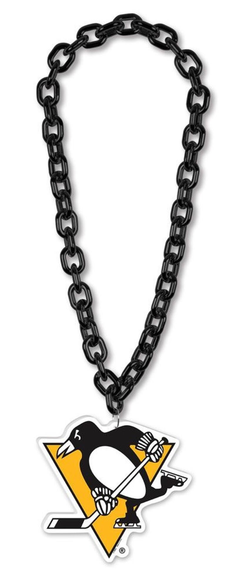 Pittsburgh Penguins Hockey Big Chain Necklace - 38" plastic chain with foam logo Image 2