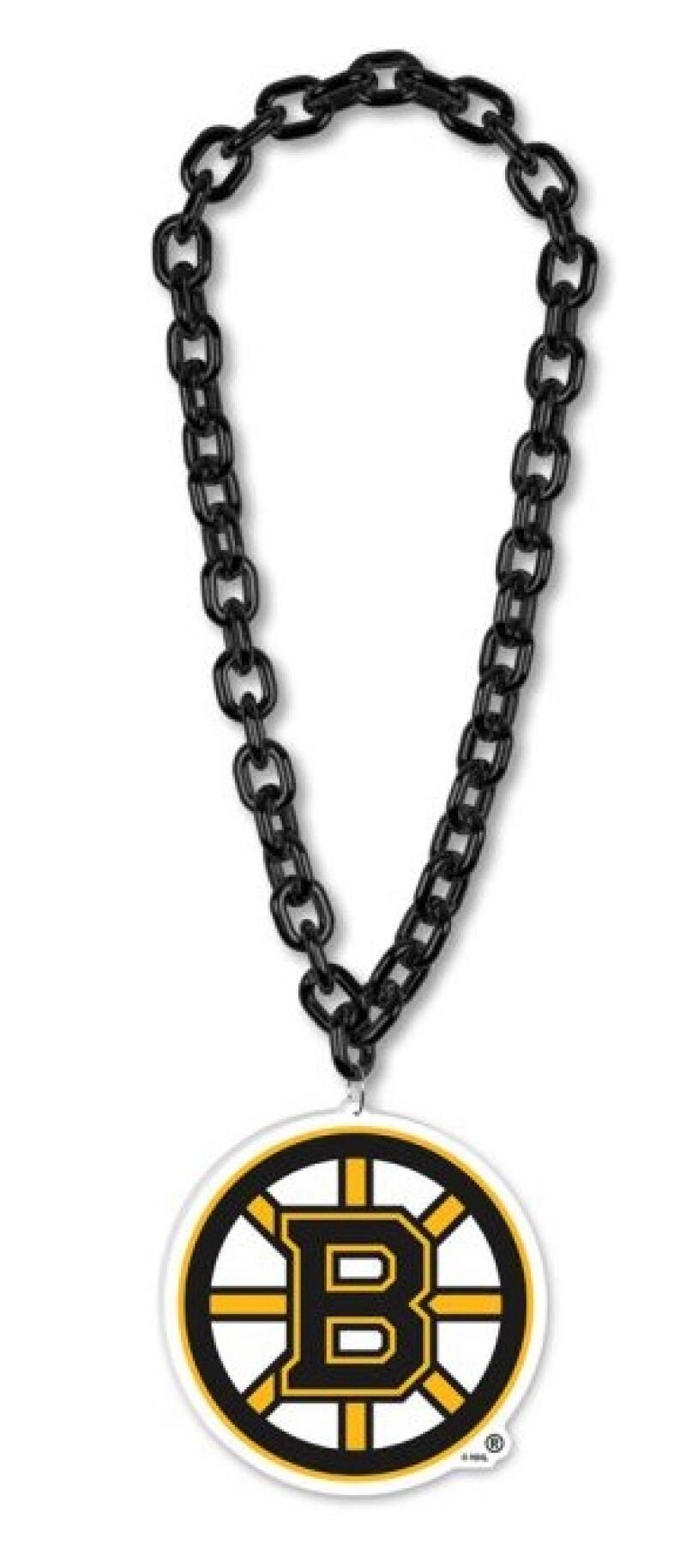 Boston Bruins Hockey Big Chain Necklace - 38" plastic chain with foam logo Image 2