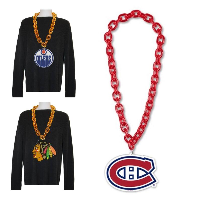 Montreal Canadiens Hockey Big Chain Necklace - 38" plastic chain with foam logo Image 1