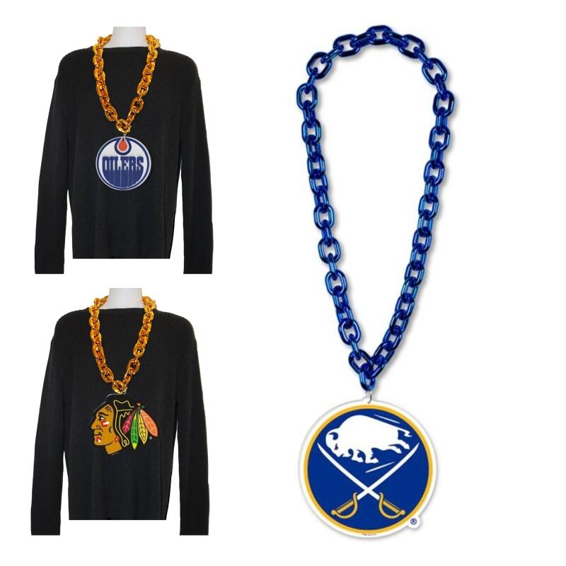 Buffalo Sabres Hockey Big Chain Necklace - 38" plastic chain with foam logo Image 1