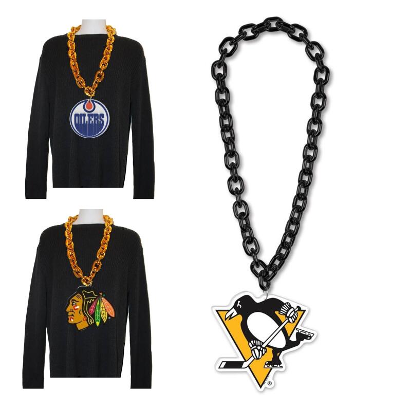 Pittsburgh Penguins Hockey Big Chain Necklace - 38" plastic chain with foam logo Image 1