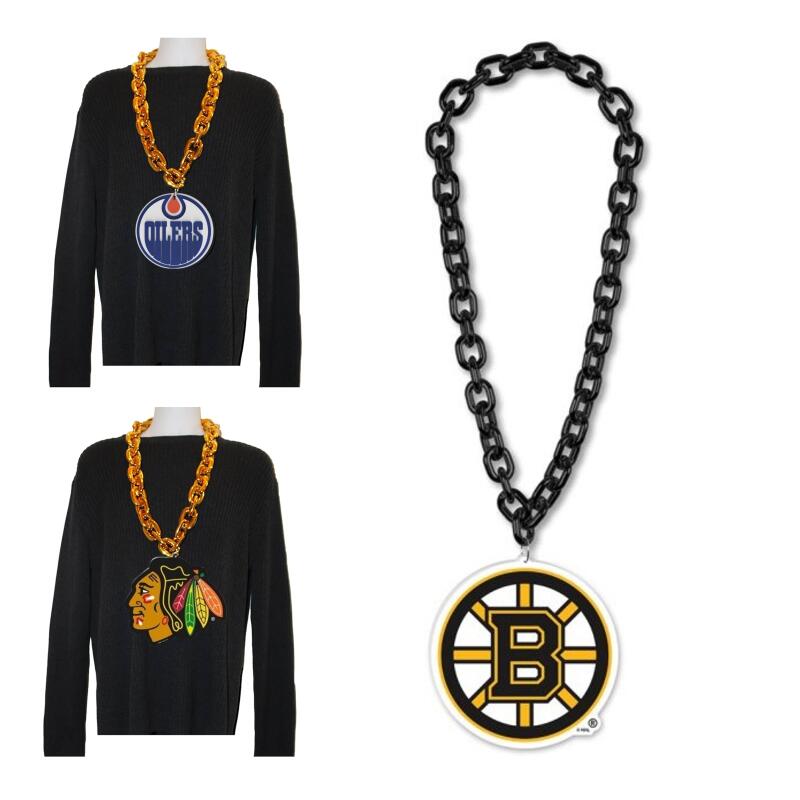 Boston Bruins Hockey Big Chain Necklace - 38" plastic chain with foam logo Image 1