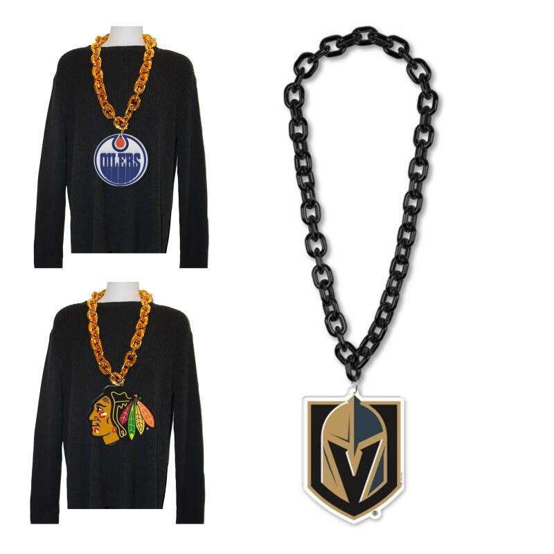 Vegas Golden Knights Hockey Big Chain Necklace - 38" plastic chain with foam logo Image 1