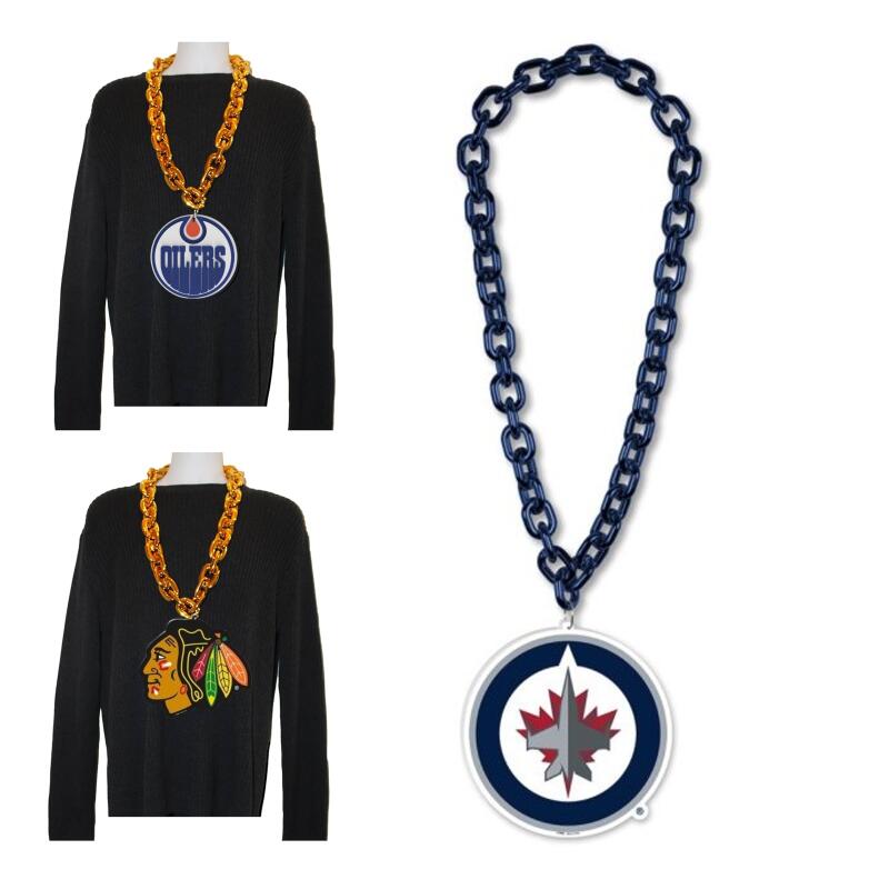 Winnipeg Jets Hockey Big Chain Necklace - 38" plastic chain with foam logo Image 1