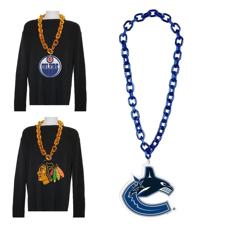 Vancouver Canucks Hockey Big Chain Necklace - 38" plastic chain with foam logo Image 1