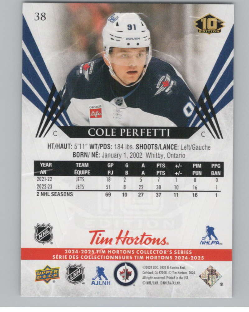 2024-25 Upper Deck Tim Hortons Hockey #38 Cole Perfetti Image 2