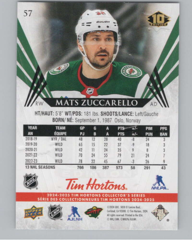 2024-25 Upper Deck Tim Hortons Hockey #57 Mats Zuccarello Image 2