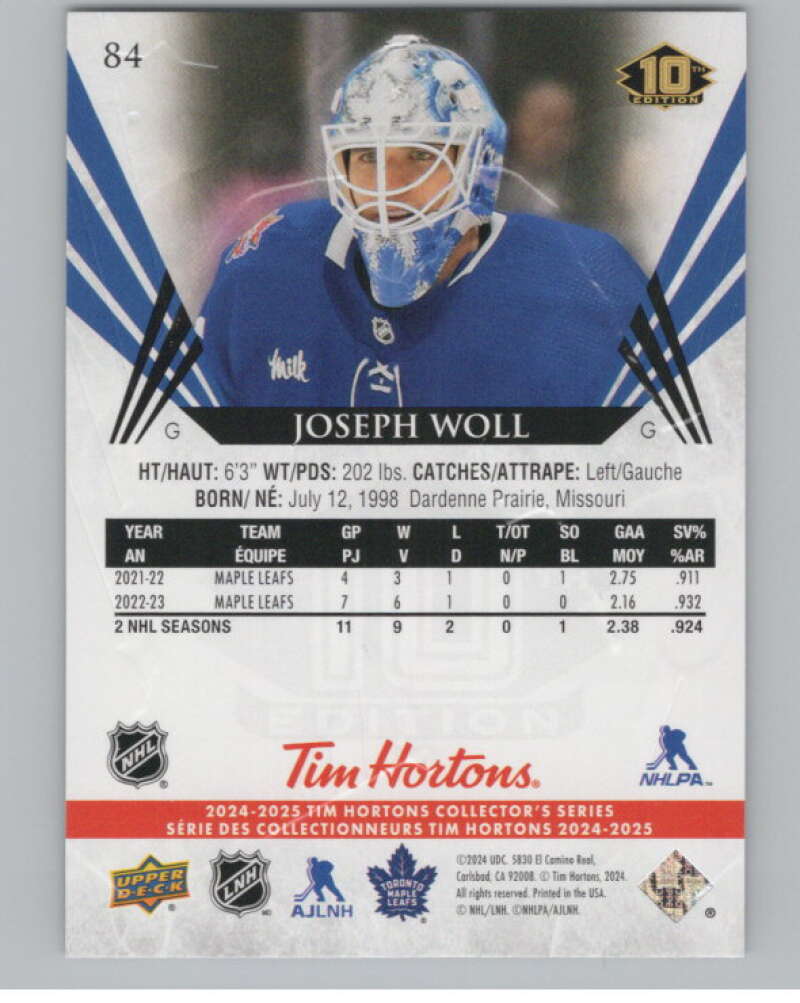 2024-25 Upper Deck Tim Hortons Hockey #84 Joseph Woll Image 2